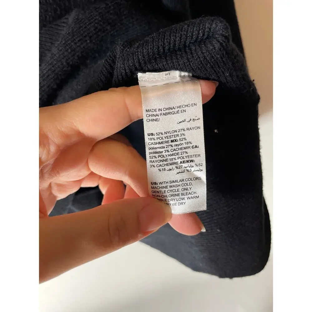 Chico's Black Funnel Neck Tie Front 3/4 Sleeve Sweater Knit Size 2 US Large - Picture 3 of 6